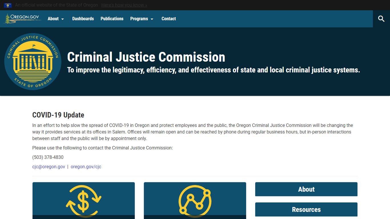 Criminal Justice Commission : Welcome Page : State of Oregon